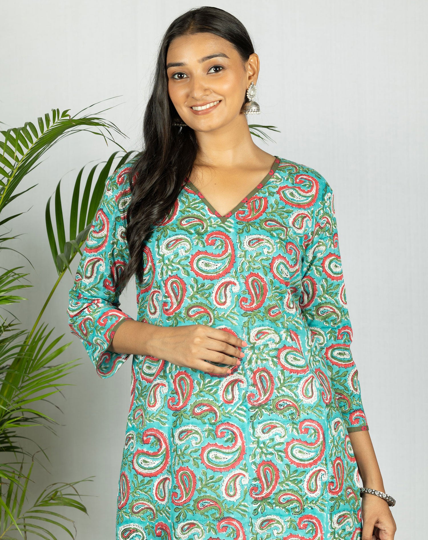 Sea Green Bagru HandBlock  Cotton Kurta