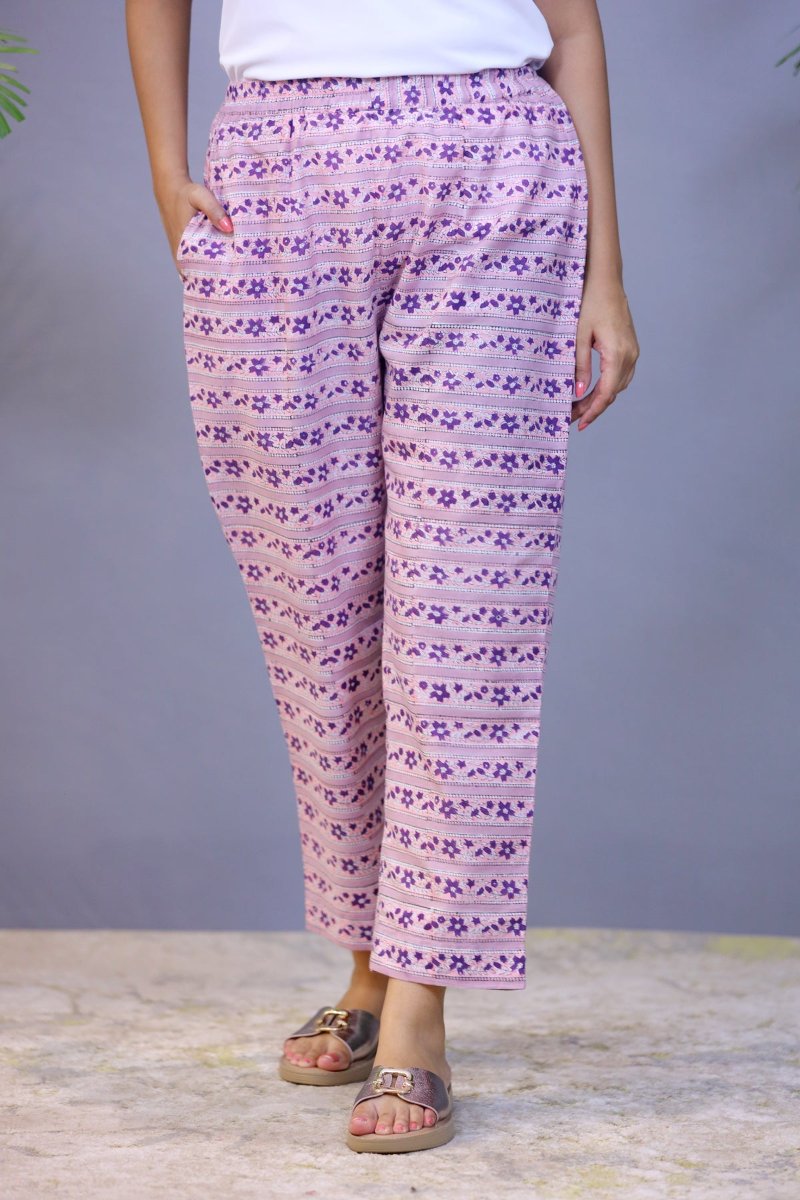 Light Pink Bagru Handblock Straight Pant