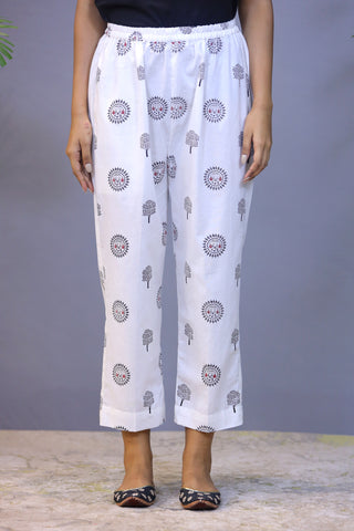 White printed export cotton Straight Pant