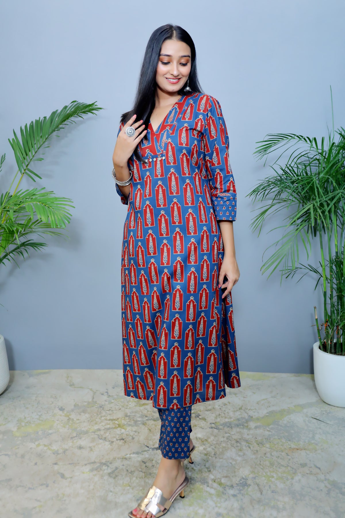 Indigo Royal print Cotton Kurta