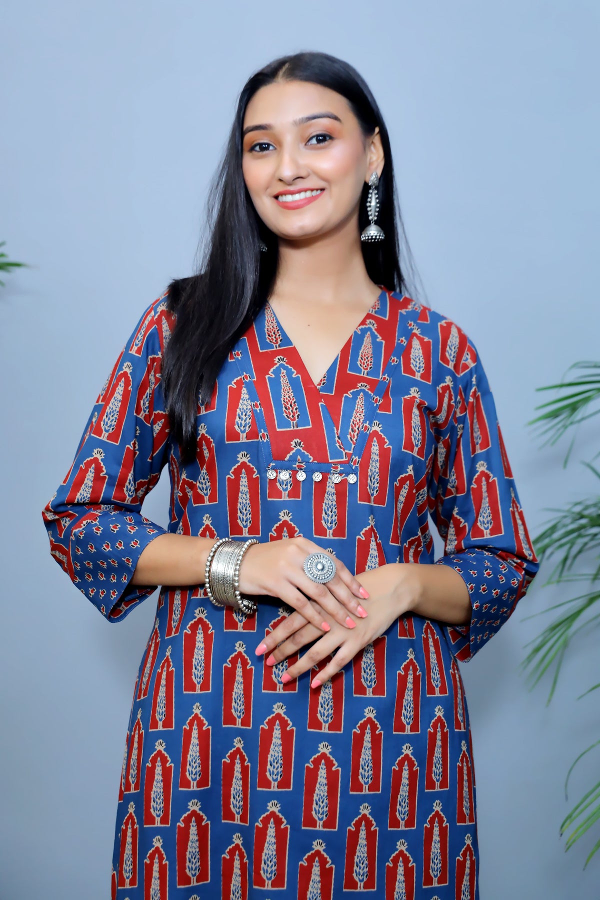 Indigo Royal print Cotton Kurta