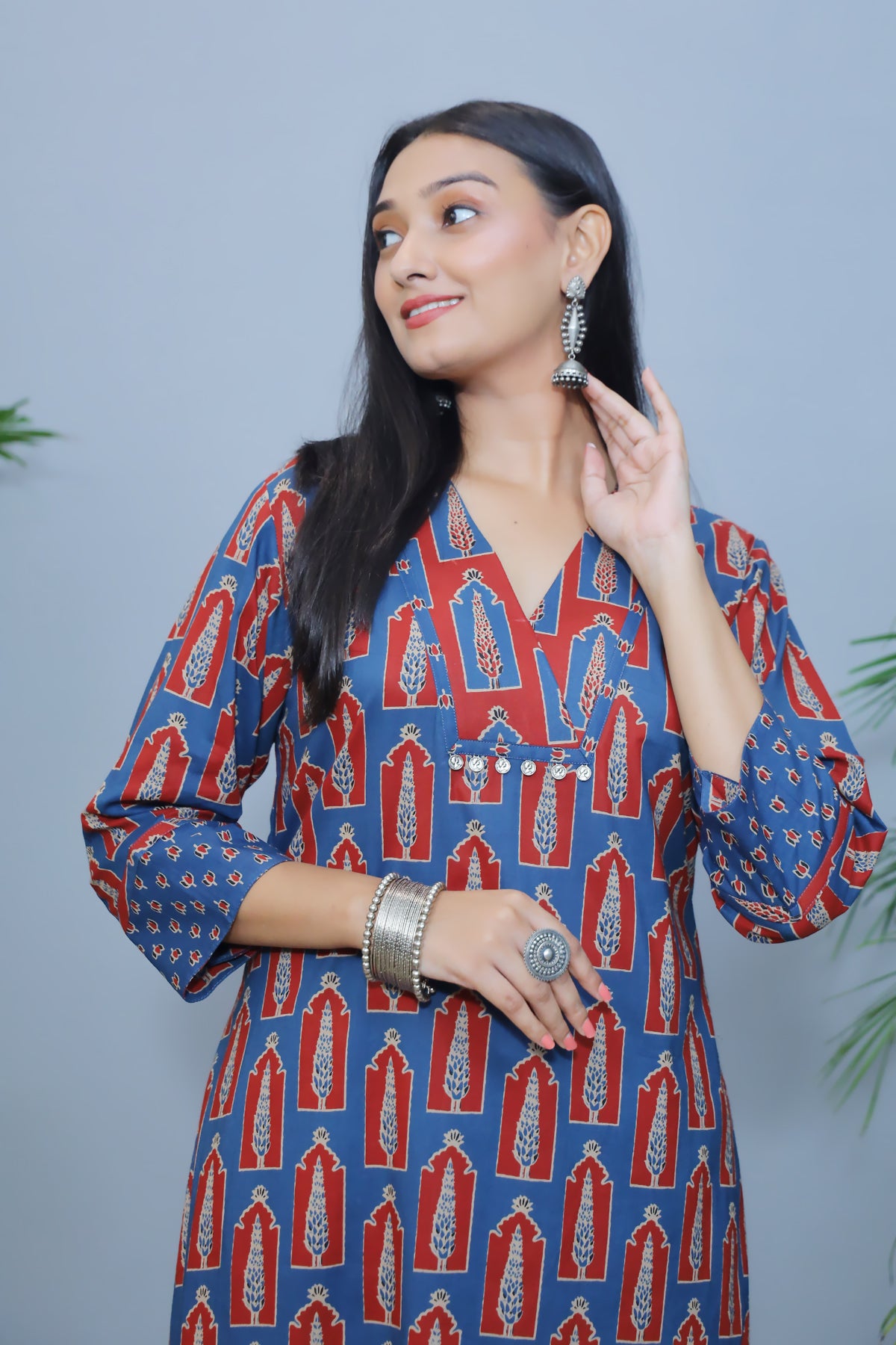 Indigo Royal print Cotton Kurta