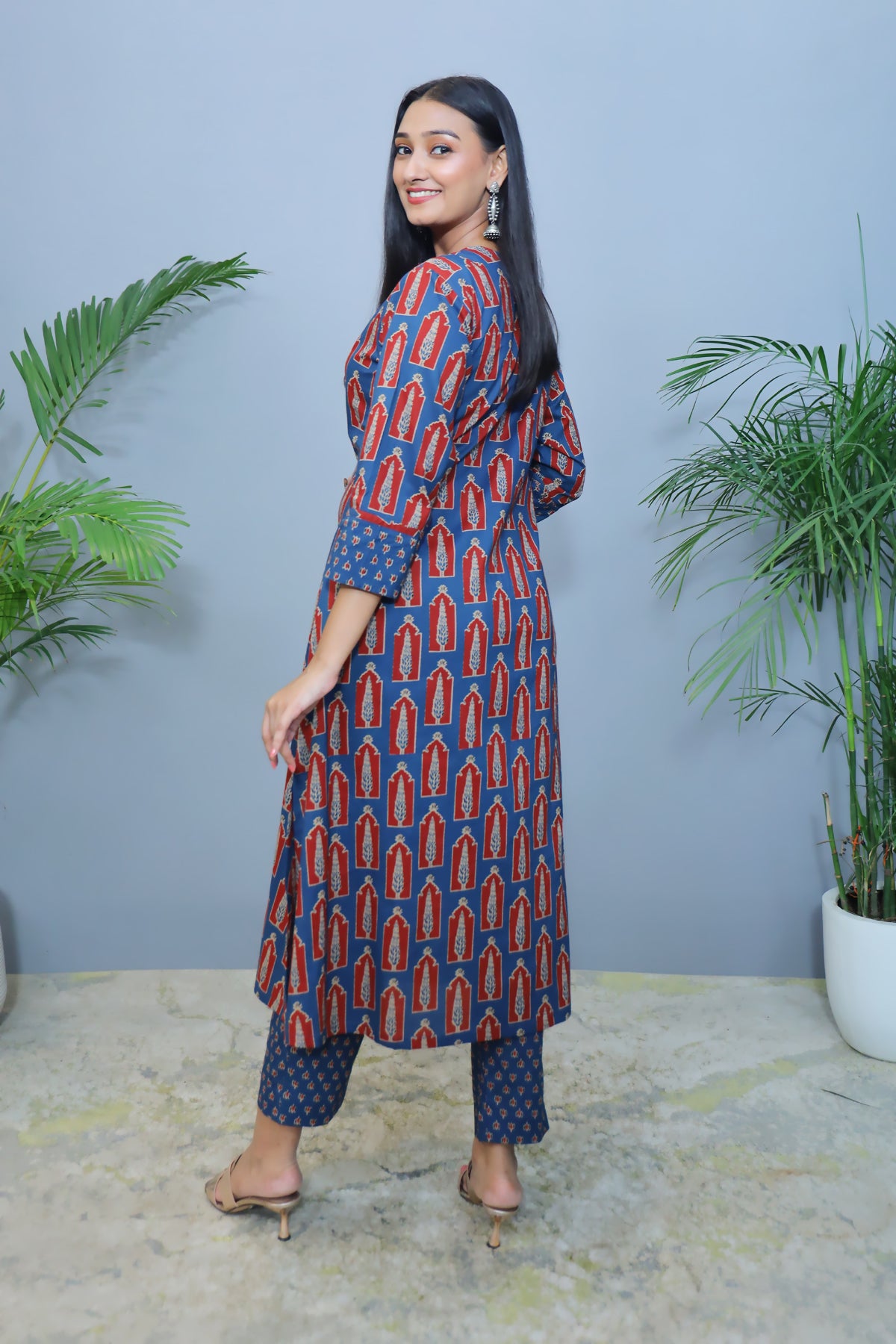 Indigo Royal print Cotton Kurta