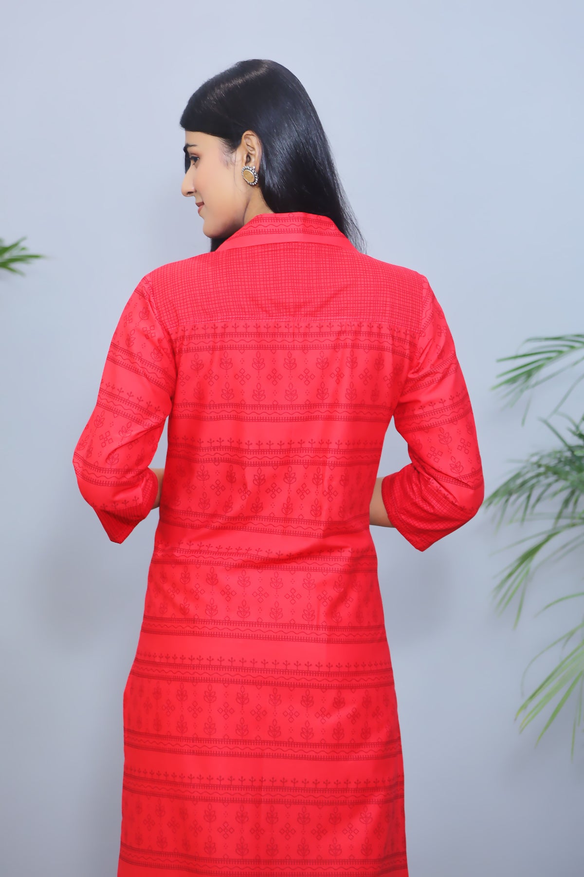 Red Printed Cotton Kurta